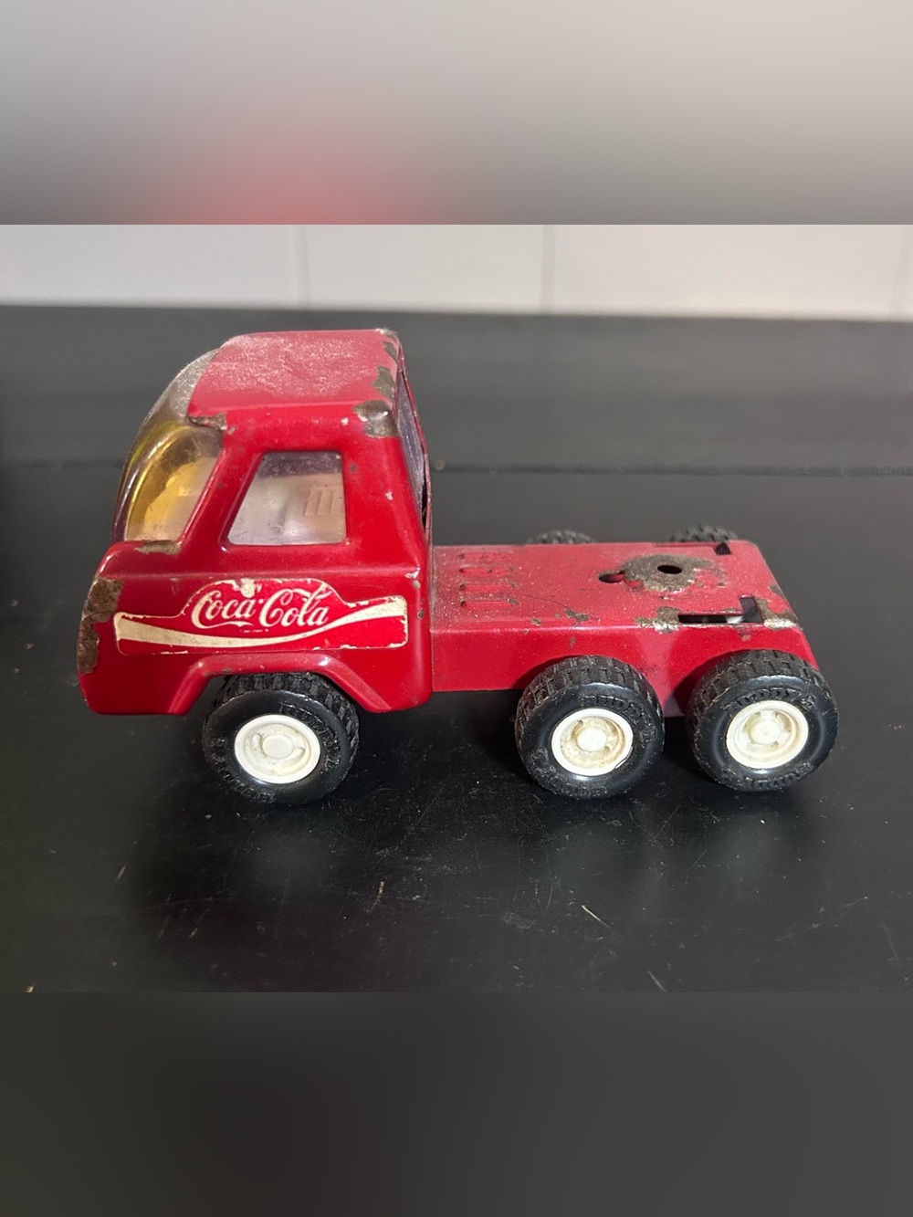 Coca Cola Red Vintage Toy Truck with White Wheel Hubs